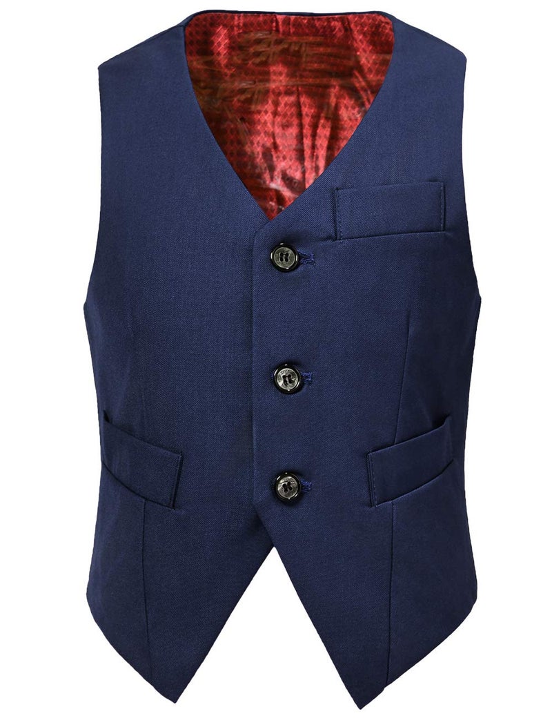 Visaccy Vest for Boys Suit Tuxedo Dress Vests for Wedding Outfit Navy Blue Size 8 - Image 1